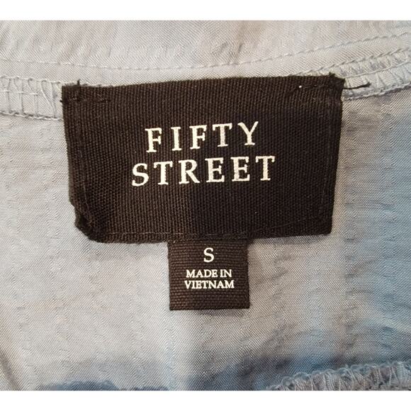 Prairiecore Top Puffy Sleeve Lace Boho Fifty Street Blue Shirt Small 214 - Picture 3 of 5